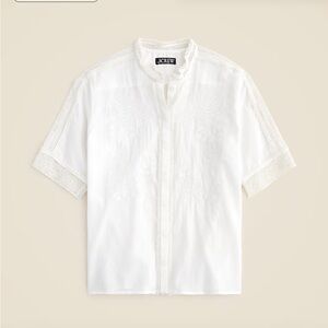 NWT J.Crew Embroidered lace-trim button-up shirt in cotton voile